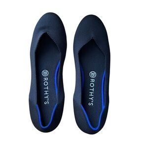 Rothy’s Black Round Blue Halo Toe Flat Shoes Size W10